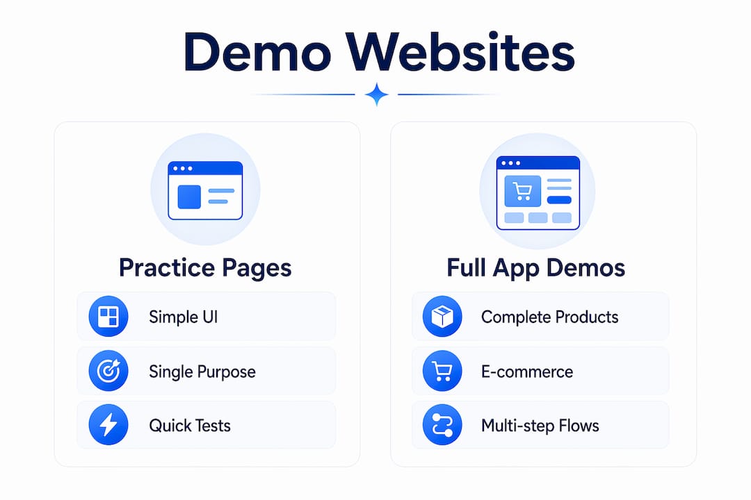 Infographic comparing types of demo websites for marketing