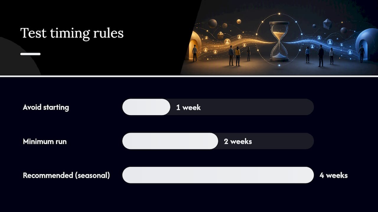 Running the test: randomization, QA, and timing — overview diagram