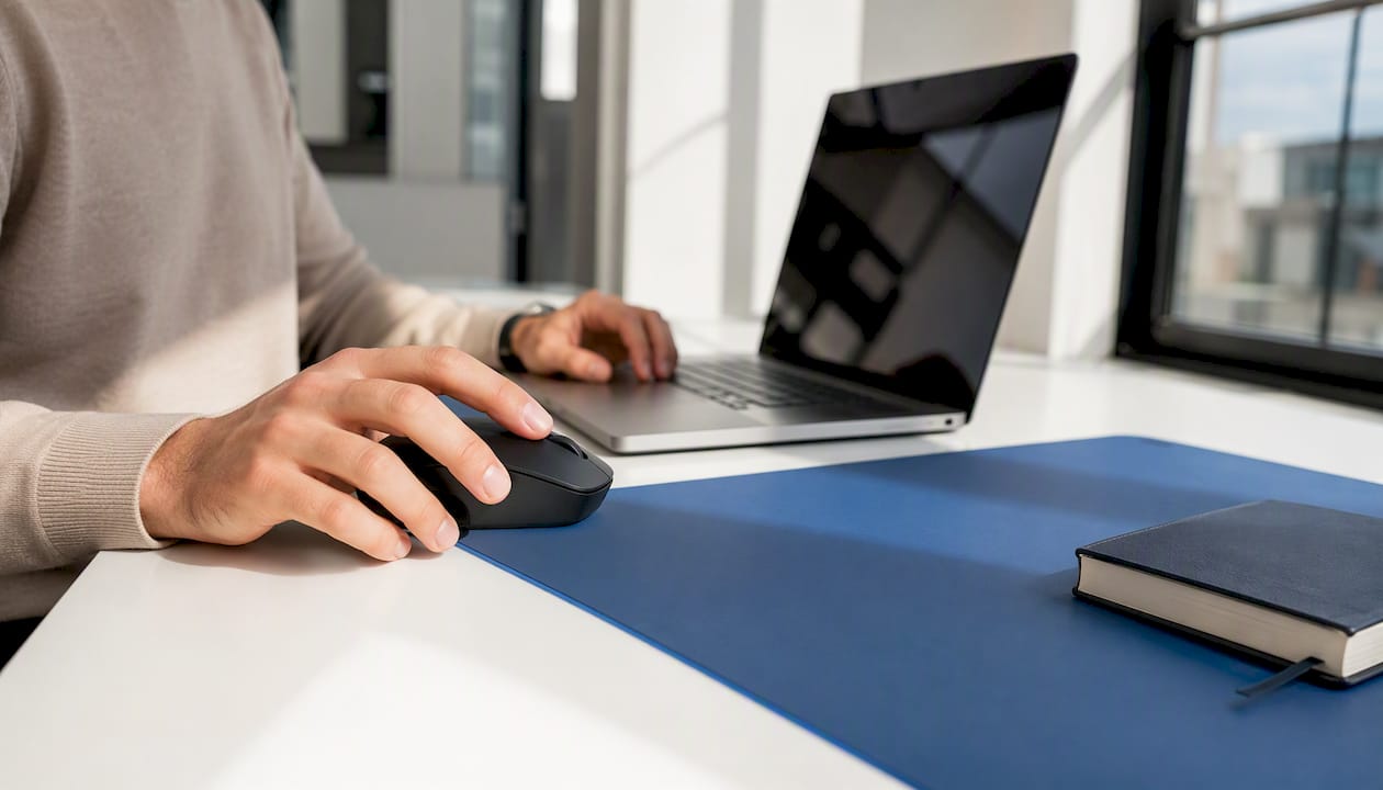 Hands choosing survey analytics workspace tools