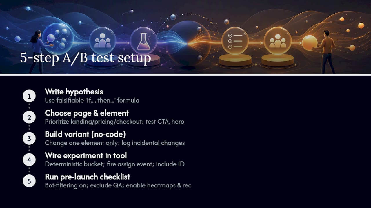 Diagram of A/B testing step-by-step process