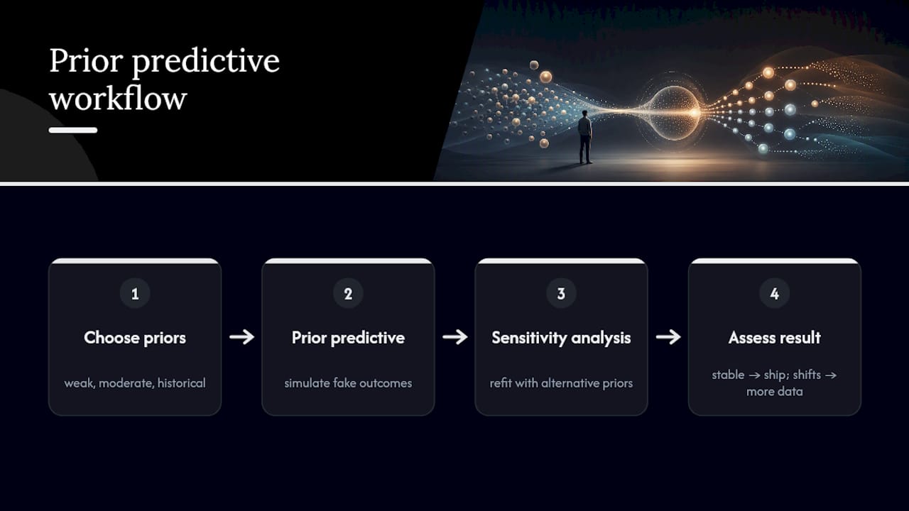 Prior predictive check and sensitivity workflow