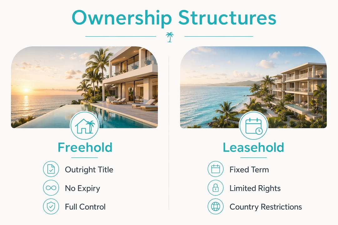 Infographic comparing freehold and leasehold ownership structures
