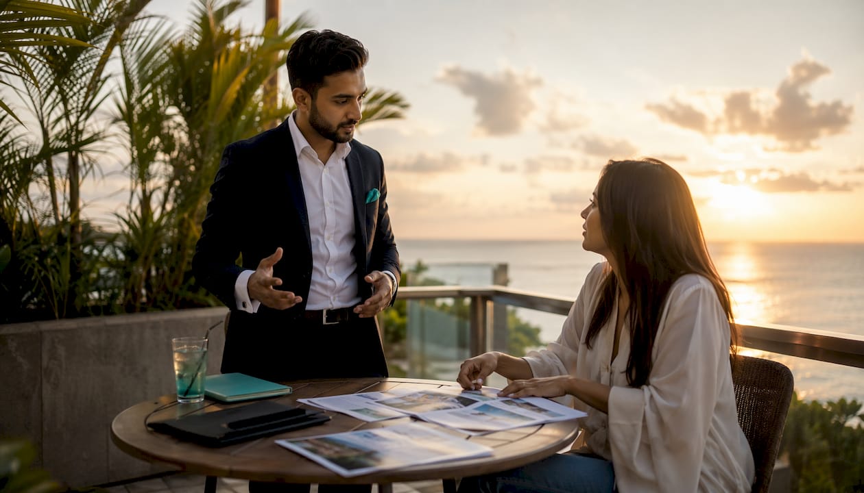 Lawyer advising client on property risks