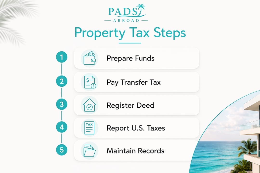 Infographic outlining property tax compliance steps