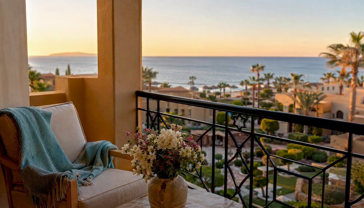 Sea view from Soma Bay apartment balcony