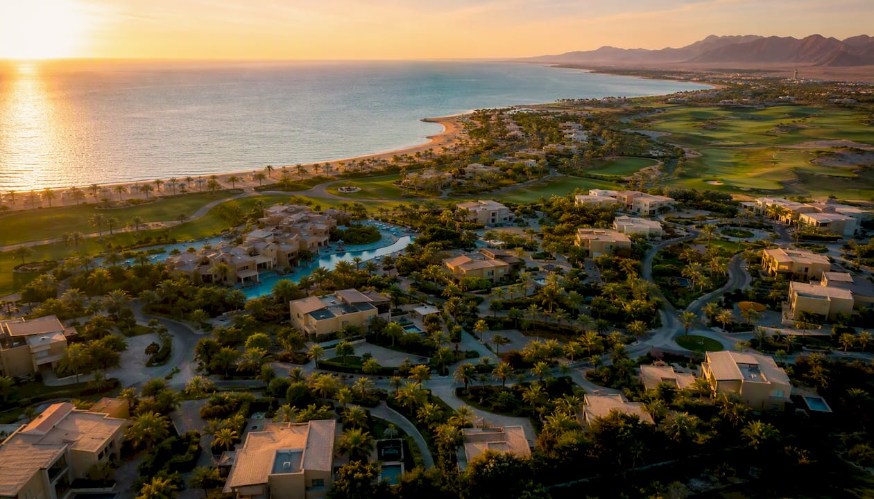 Aerial view of Soma Bay peninsula resort