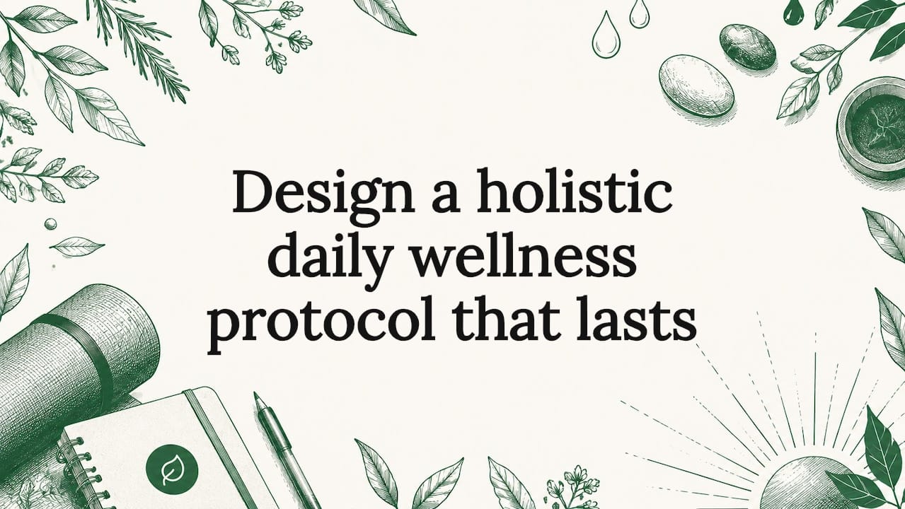 Design a holistic daily wellness protocol that lasts