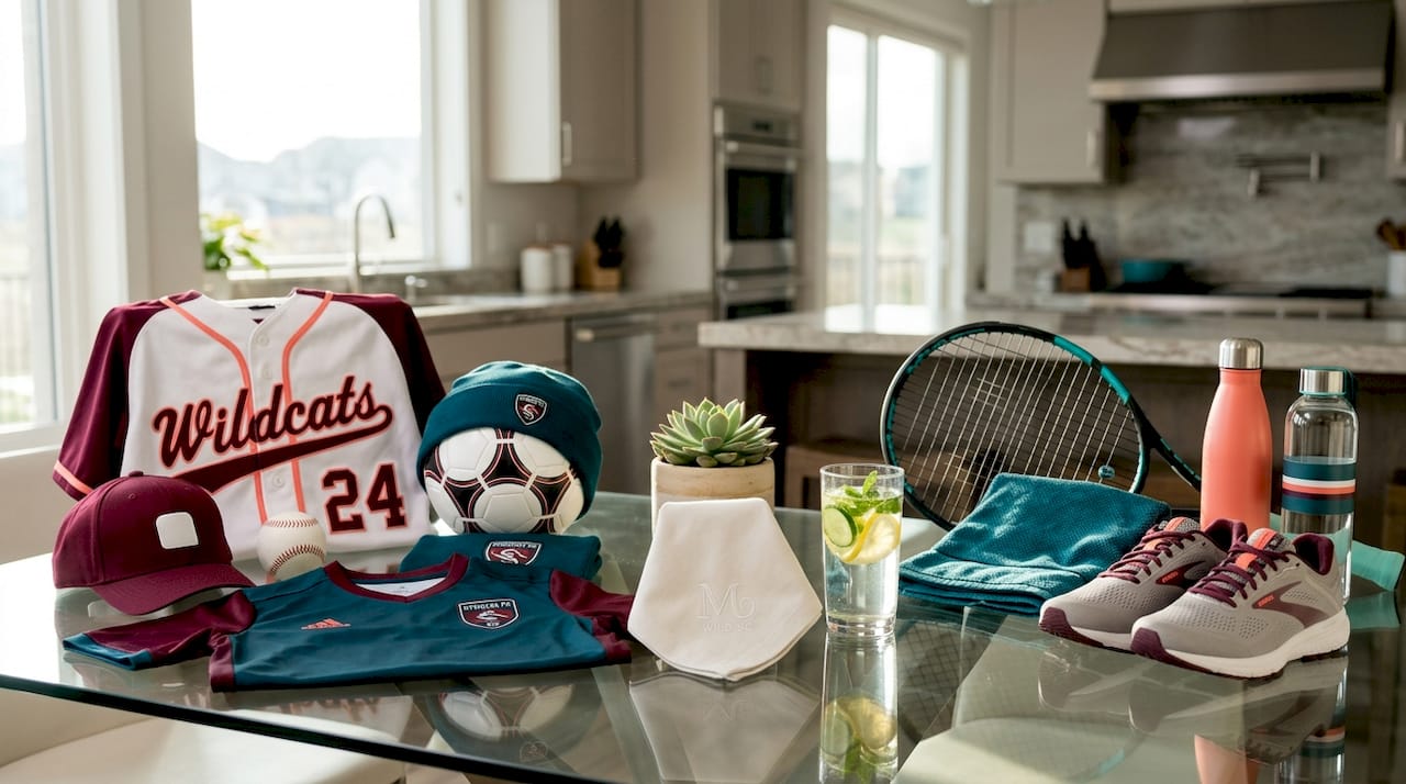 Comparison of team vs. individual sports gifts on wooden table