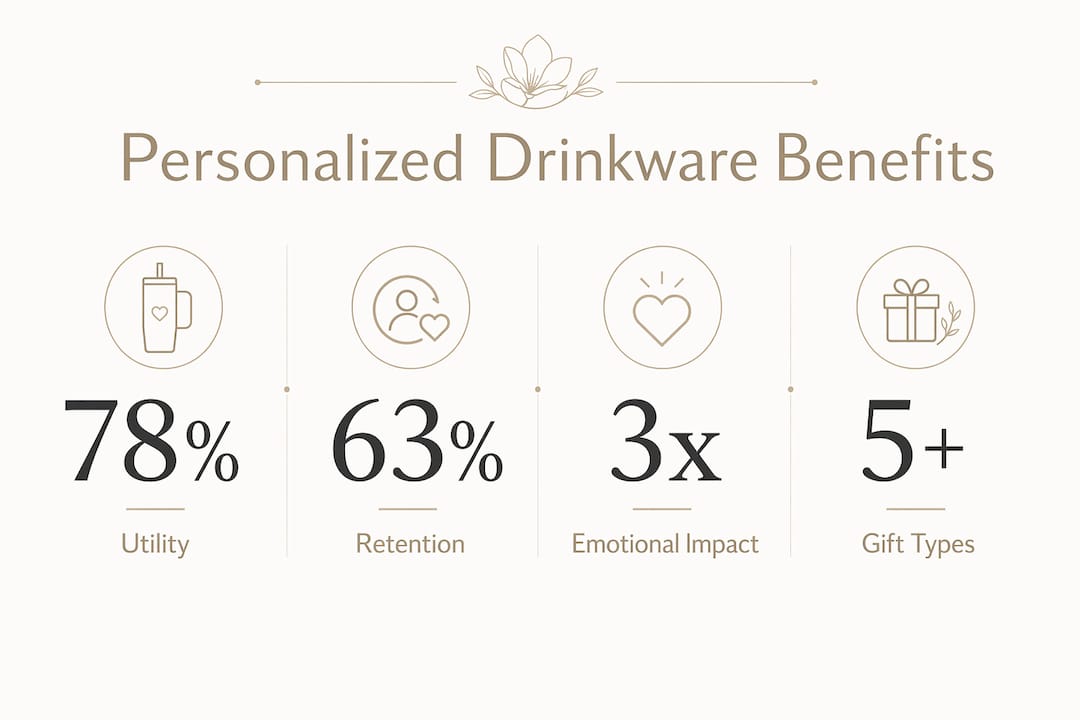 Infographic showing key benefits of personalized drinkware gifting