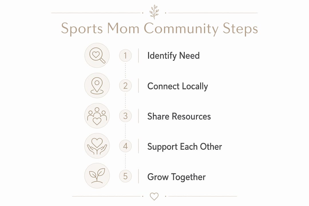 Infographic illustrating sports mom community building steps