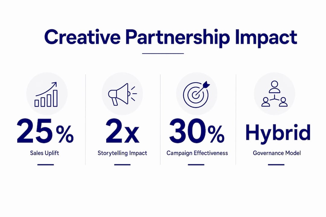 The role of external creative in brand growth 3 • MB Brand Communications Infographic showing key stats on creative partnerships