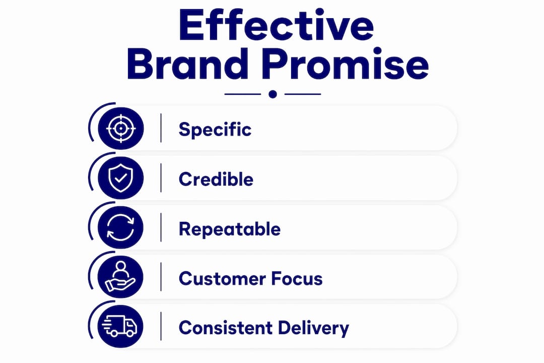 Infographic showing key elements of an effective brand promise