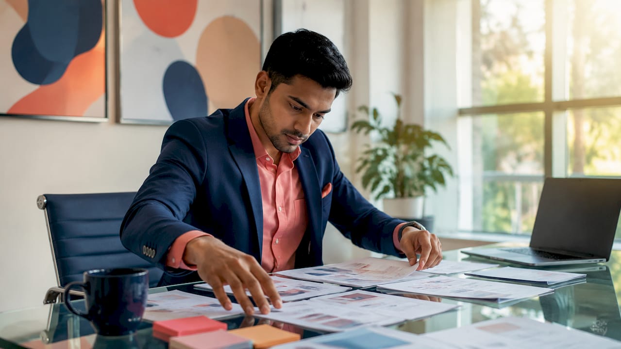 Why brands need communications refresh cycles 3 • MB Brand Communications Hands arranging customer journey messaging printouts