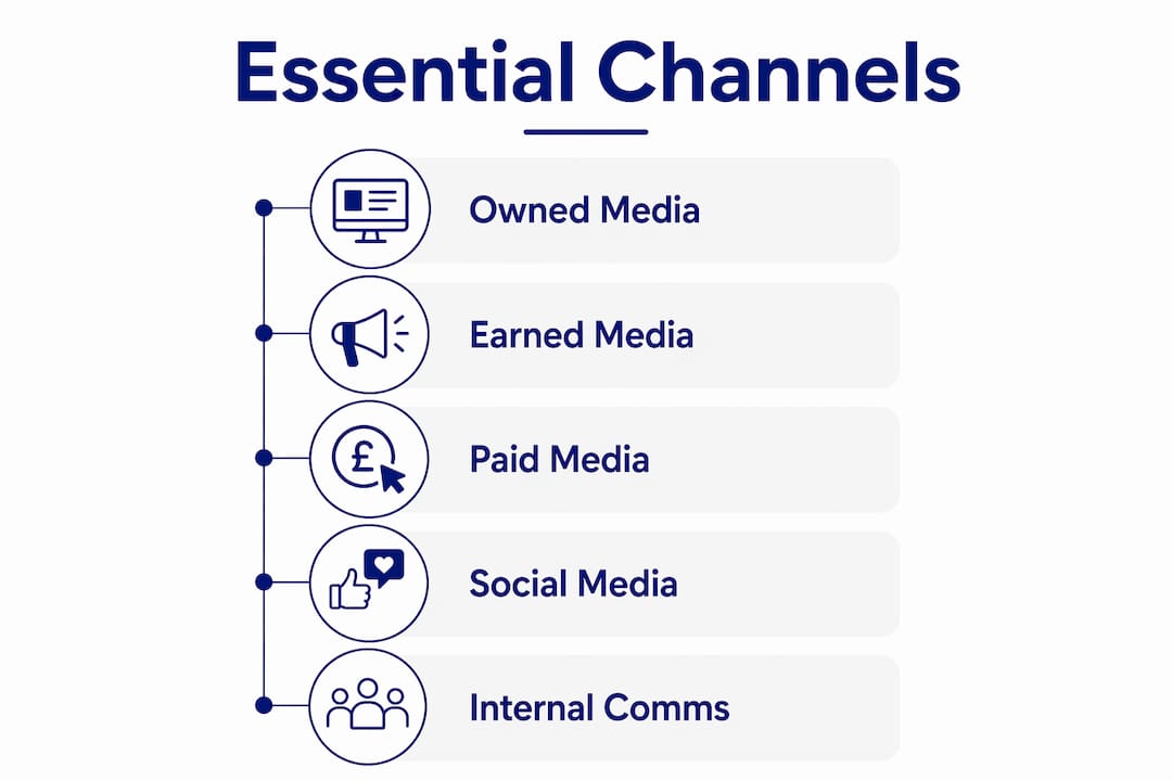 What is a brand communications strategy? 3 • MB Brand Communications Infographic outlining key brand communication channels