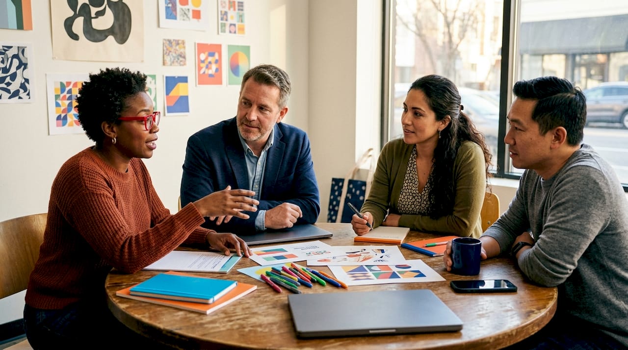 What is brand revitalization? A guide for marketers 2 • MB Brand Communications Marketing team discussing brand revitalization challenges