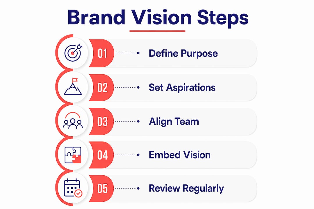 Infographic illustrating steps to create brand vision
