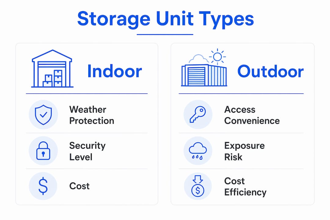 Infographic comparing indoor and outdoor storage