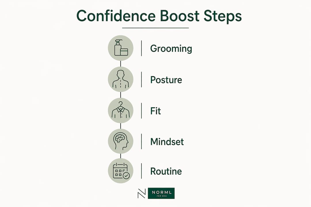 Infographic showing steps to boost confidence appearance