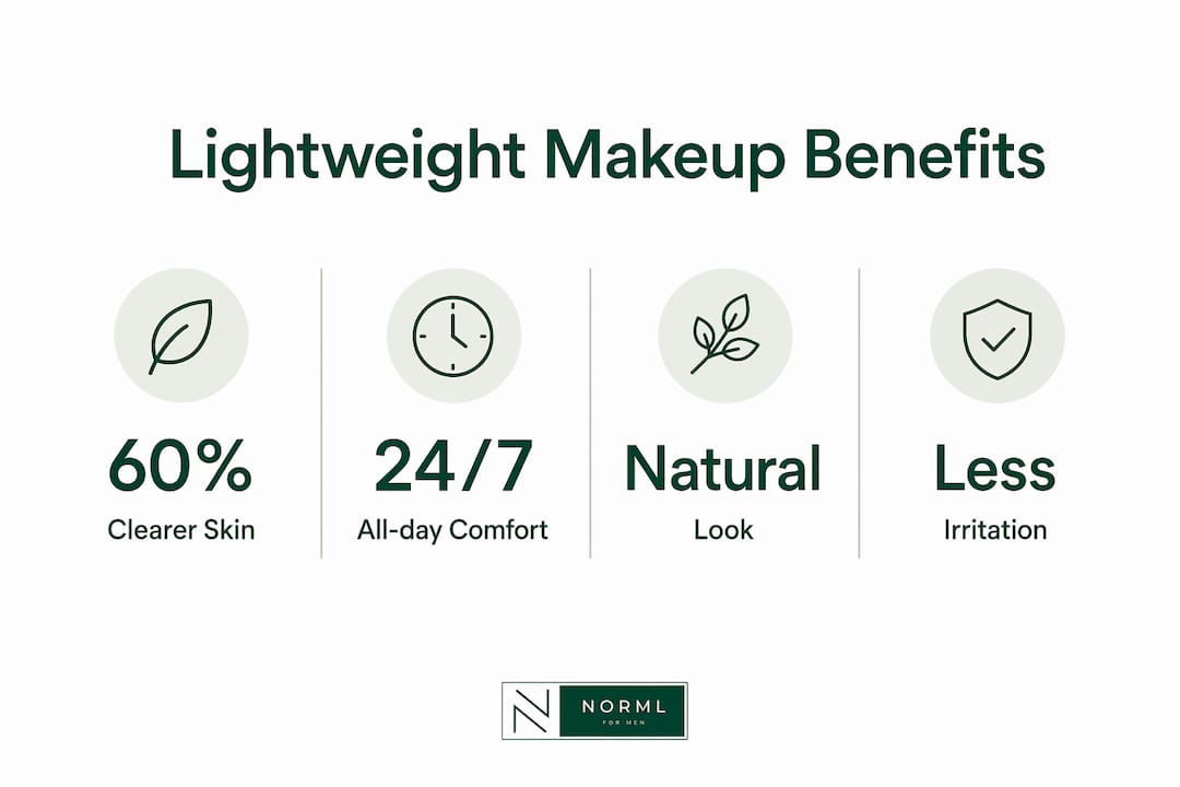 Infographic showing benefits of lightweight makeup for men