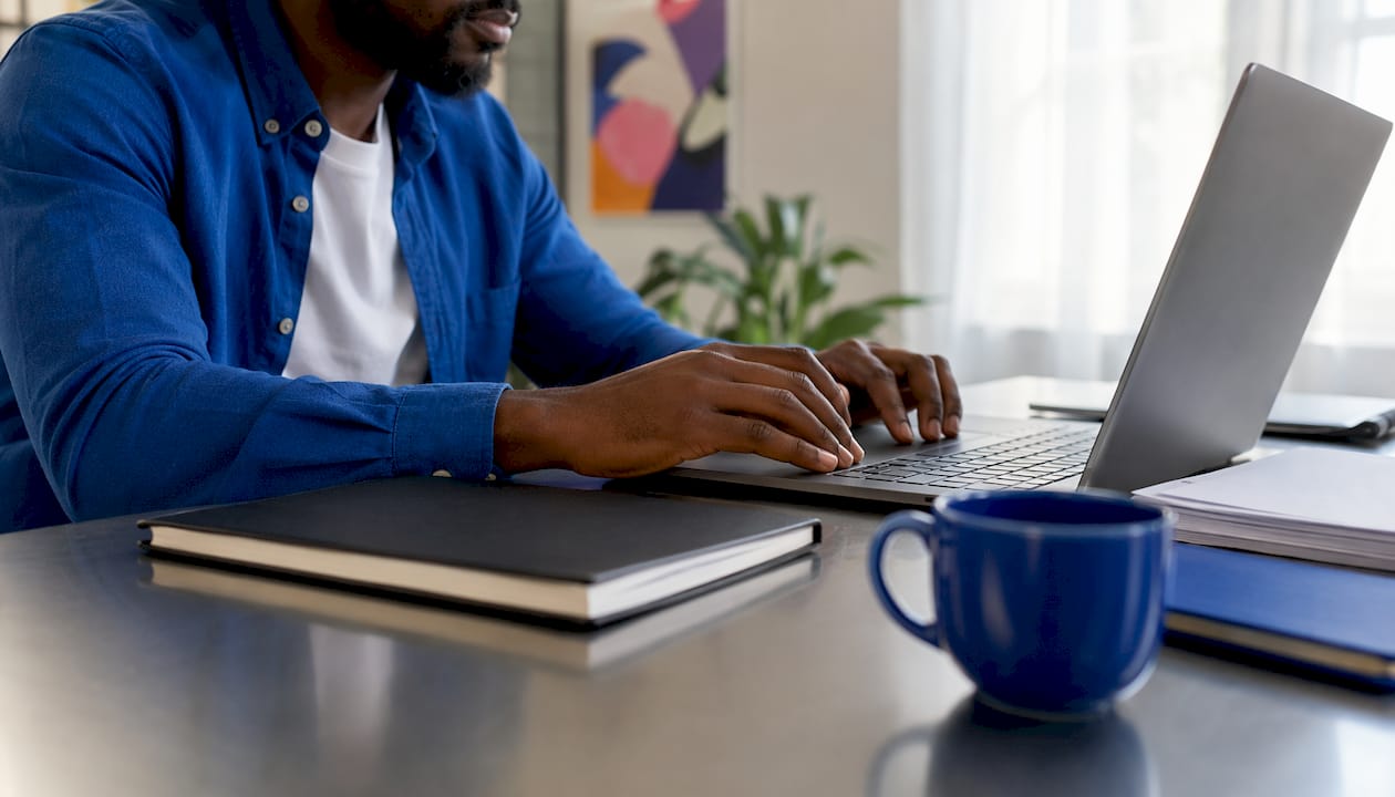 Hands typing storage search queries