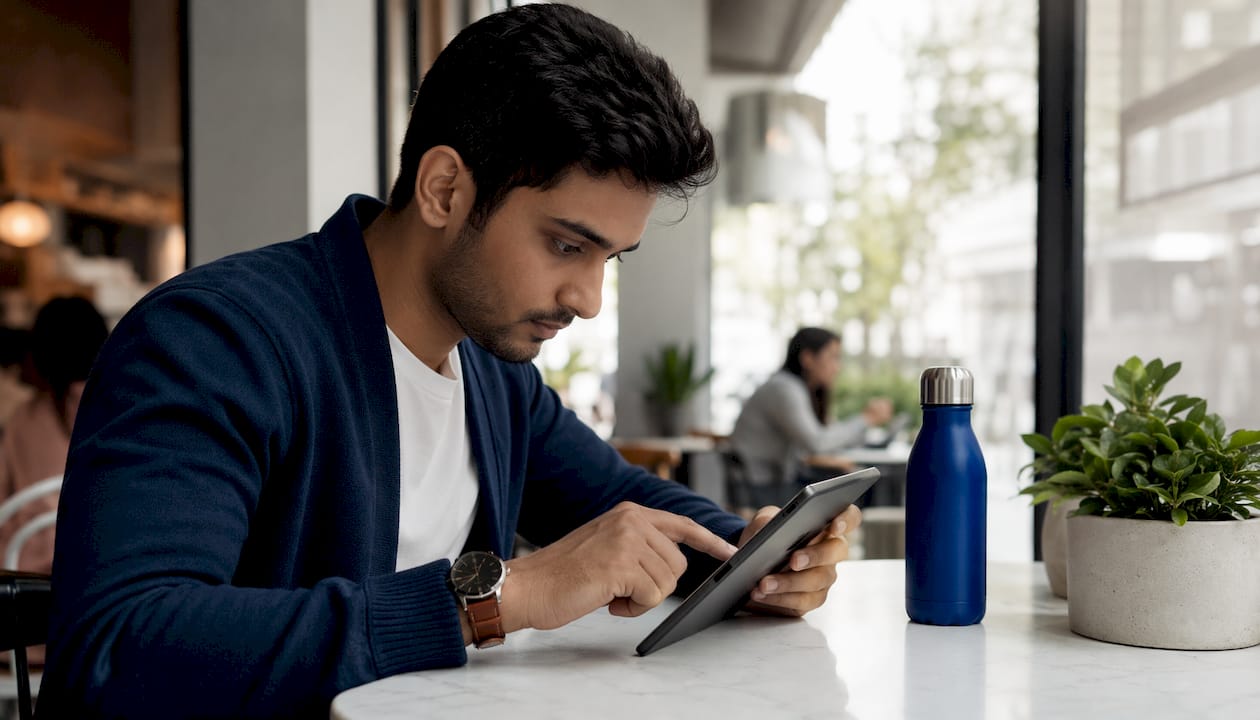 Hands updating Google Business Profile on tablet