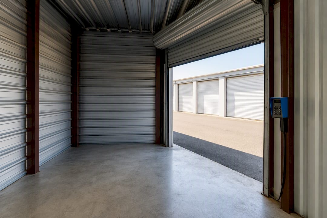 Clean drive-up storage unit interior