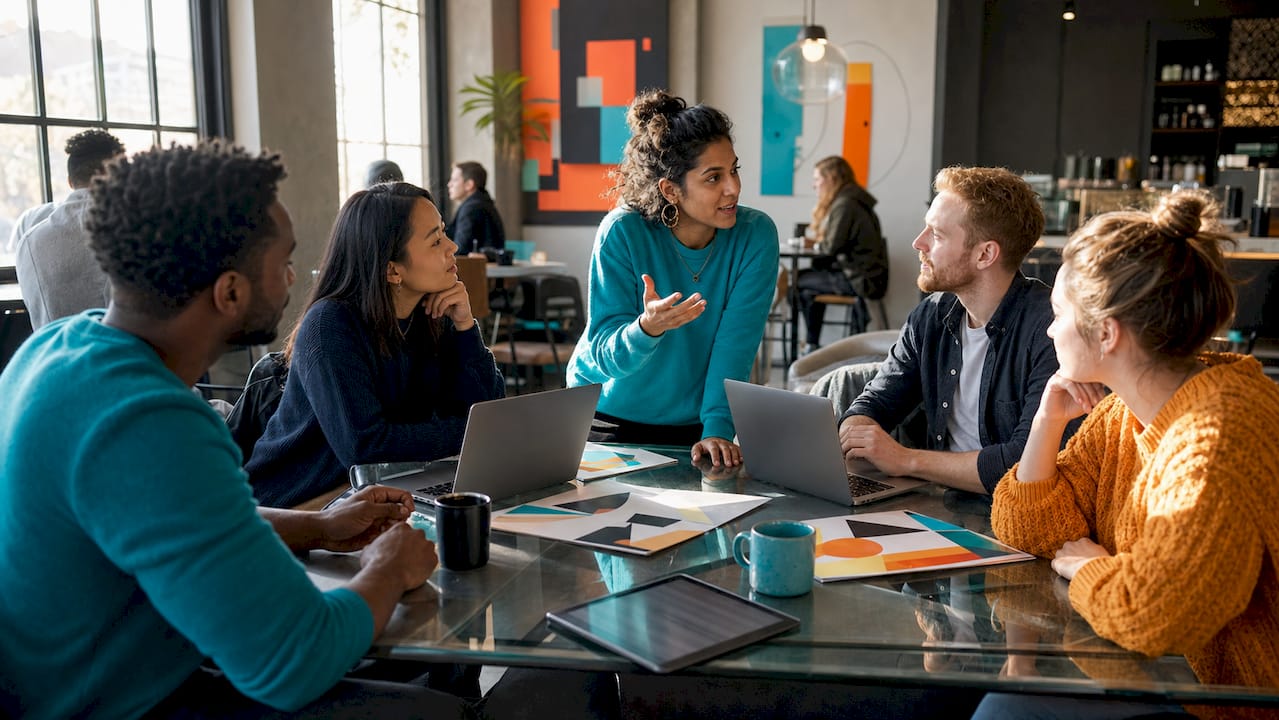Team discussing controversial product launch campaign