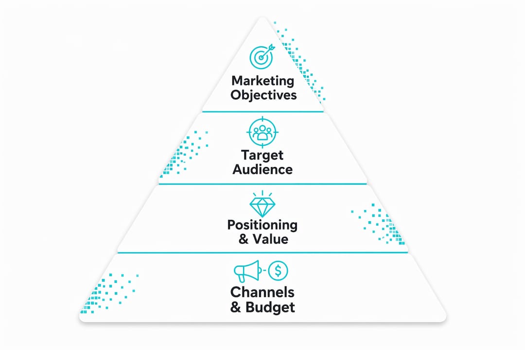 Infographic of marketing strategy core components