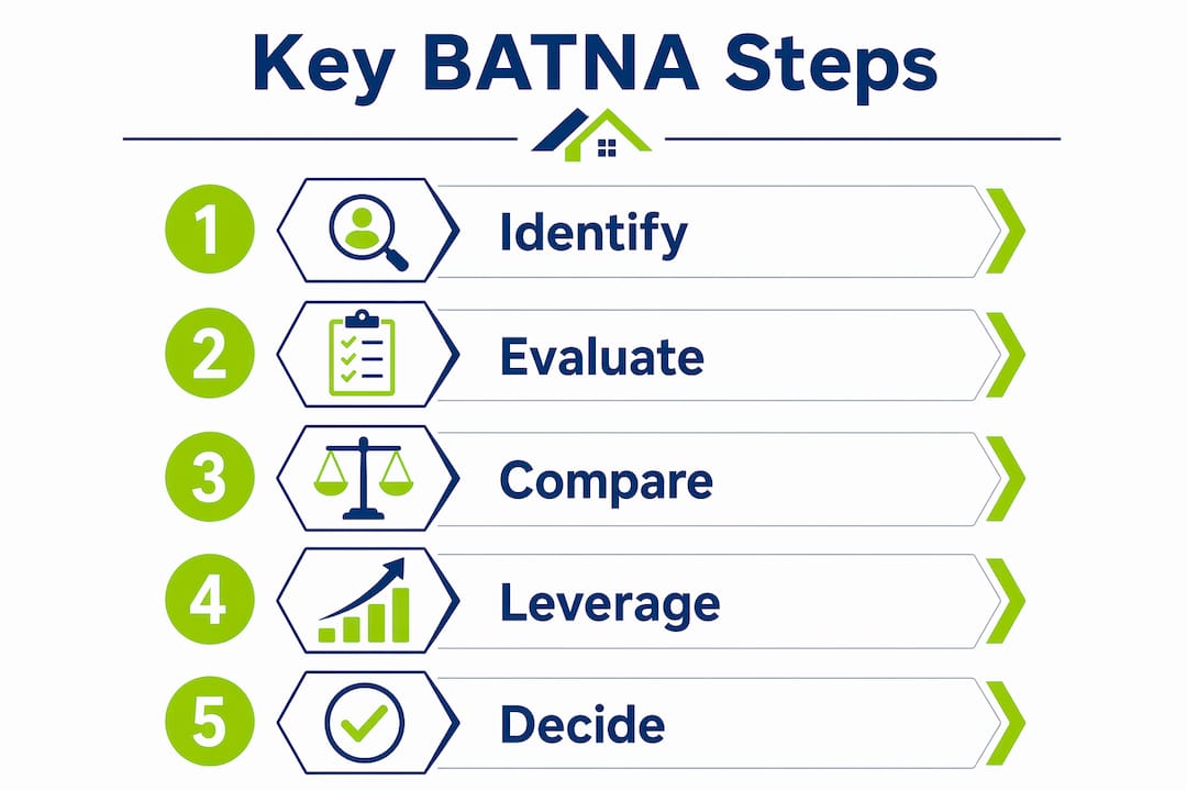 Infographic showing BATNA negotiation steps