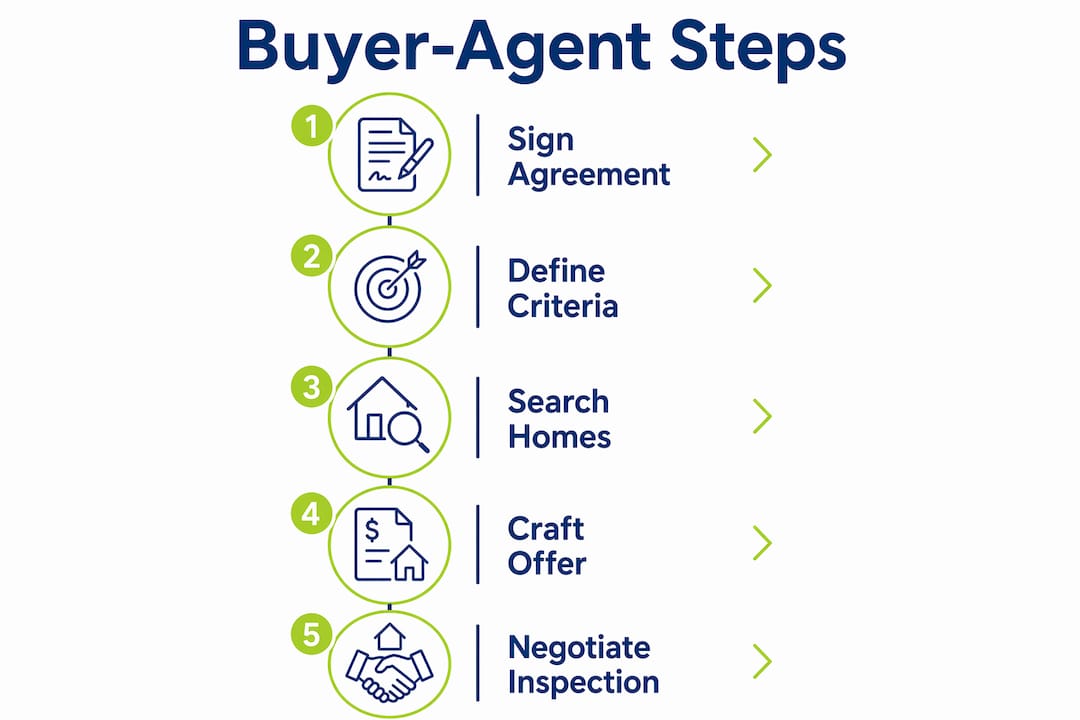 Infographic illustrating steps of buyer-agent partnership
