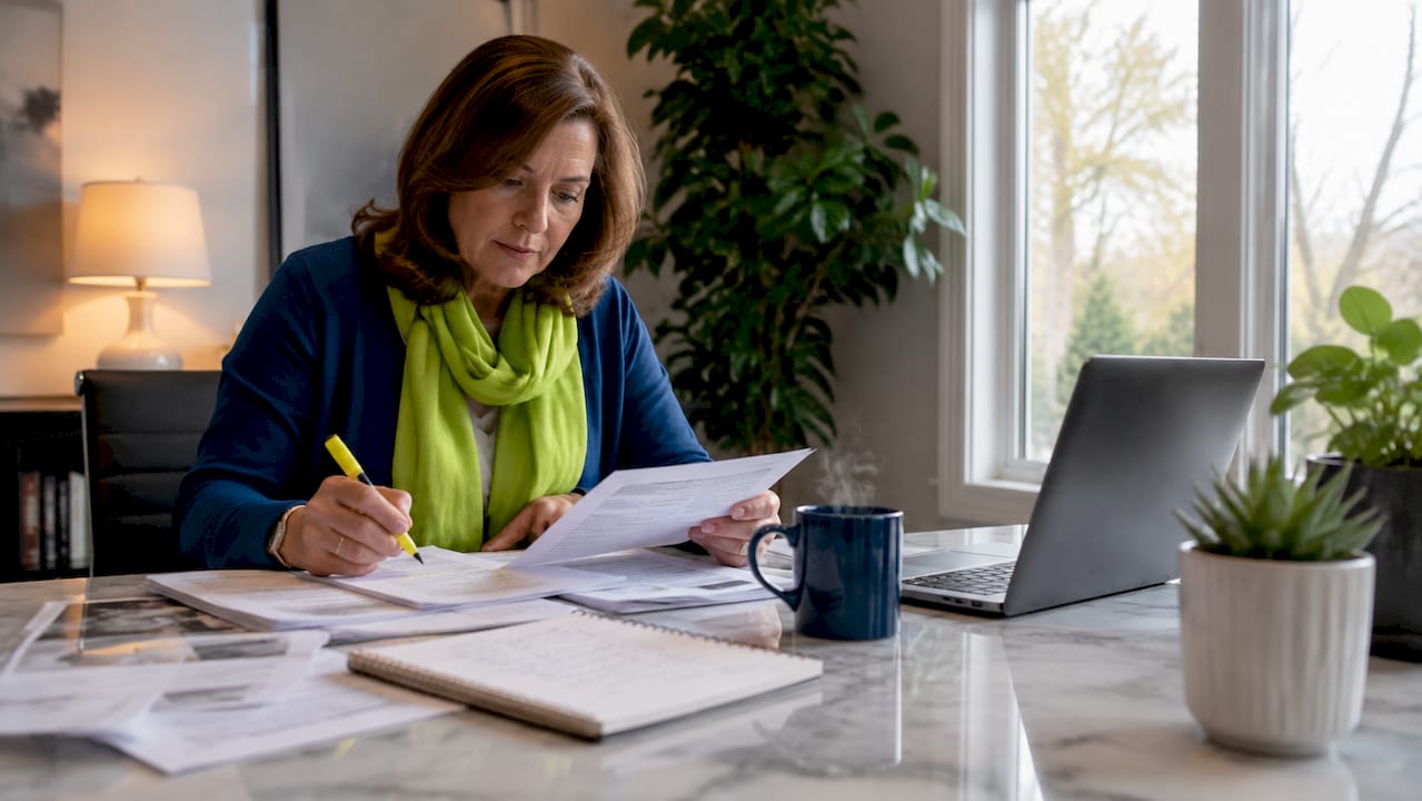 Resident reviewing Reston HOA documents at home