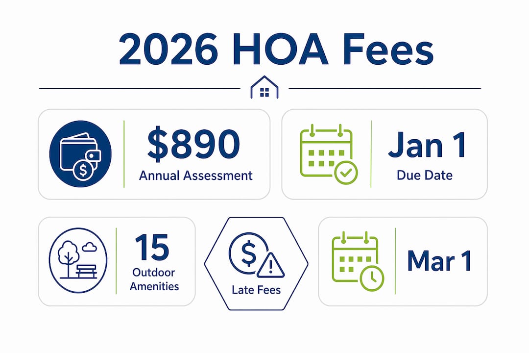 Infographic showing 2026 HOA fees and coverage