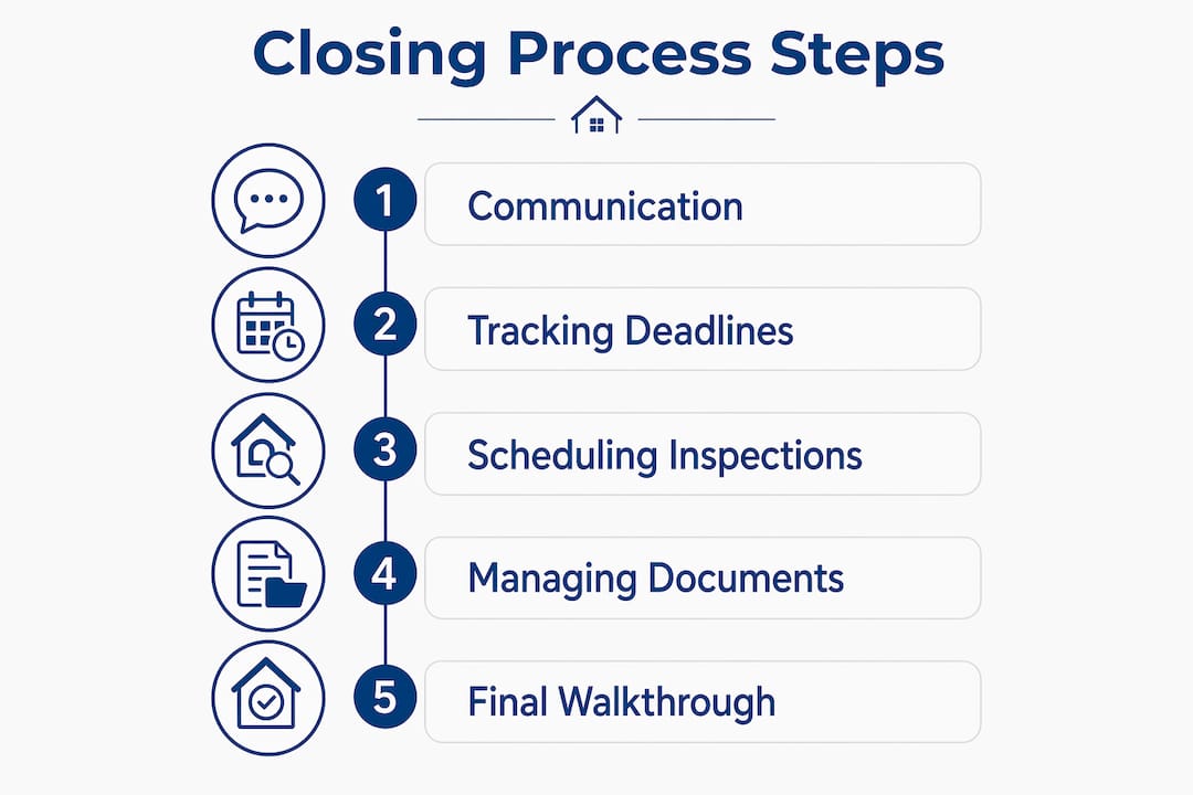 Infographic illustrating closing process steps