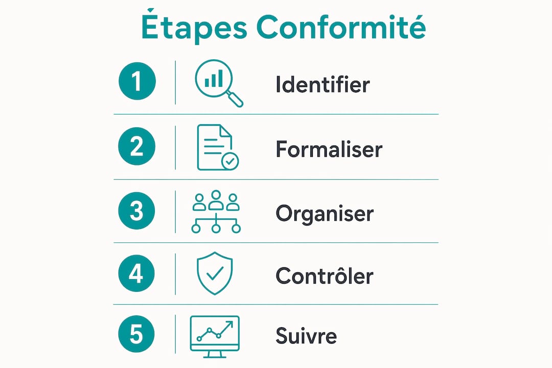 Les grandes étapes pour assurer la conformité en matière de sécurité, présentées en infographie