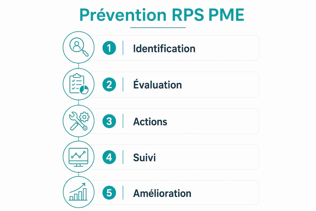 Infographie : les étapes clés pour prévenir les risques psychosociaux dans les PME
