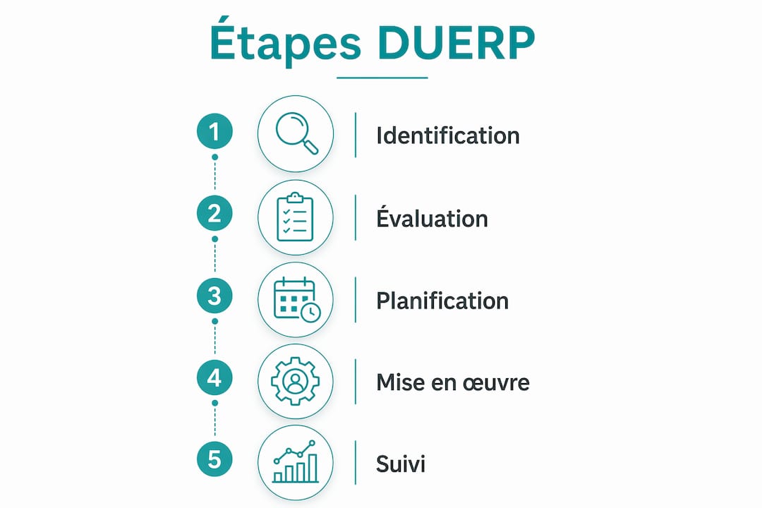 Schéma des principales étapes pour élaborer le DUERP en PME