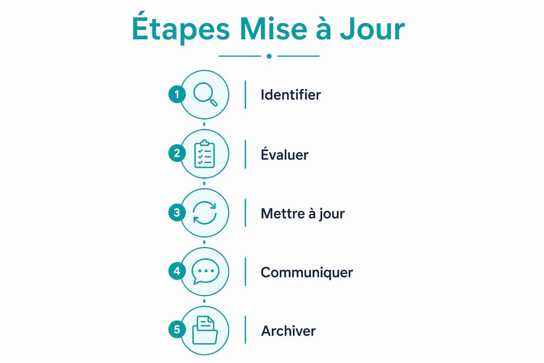 Visualisez en un clin d’œil les étapes essentielles pour actualiser le DUERP au sein d’une PME grâce à notre infographie.
