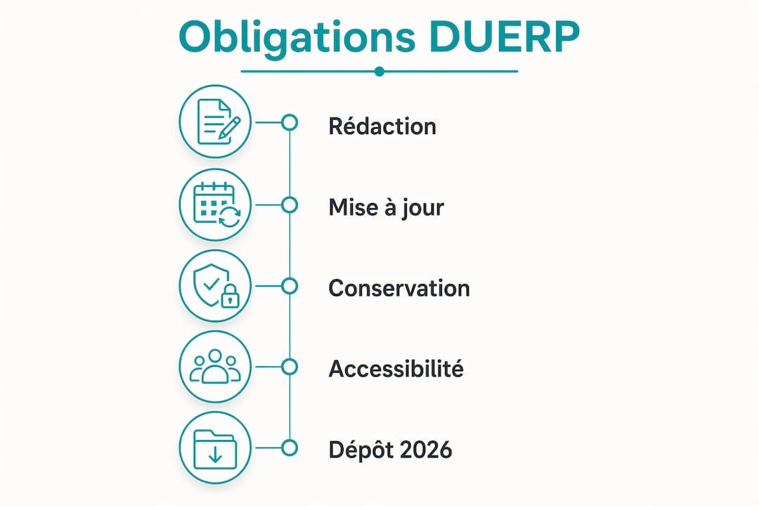 Découvrez en image les différentes étapes incontournables pour respecter les obligations liées au DUERP.
