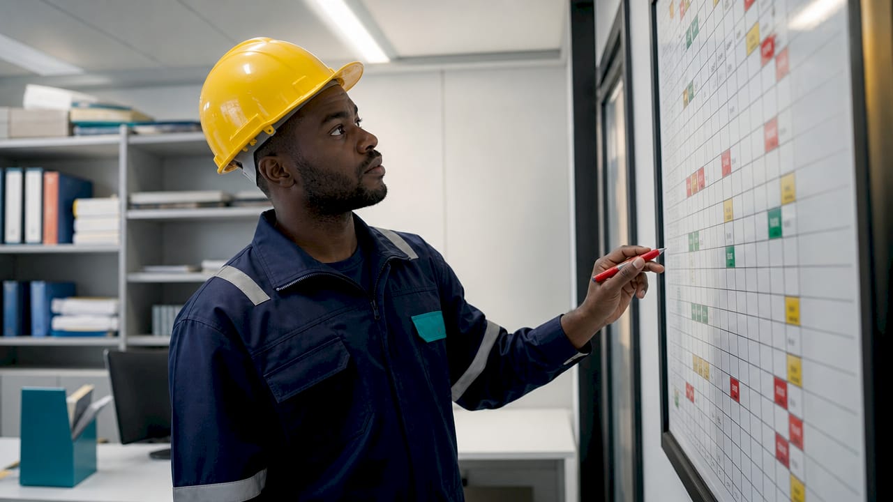 Un technicien en train d’analyser une matrice des risques