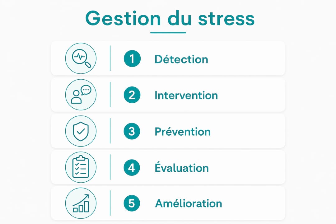 Découvrez en images les principales étapes pour mieux gérer le stress au travail.