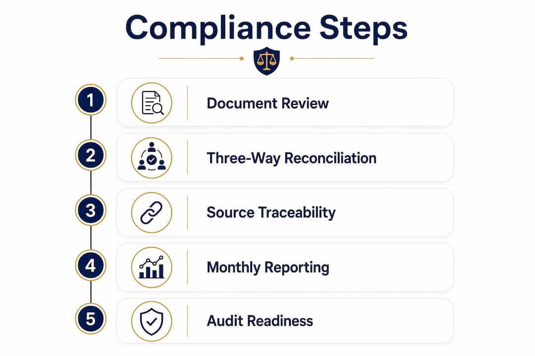 Infographic illustrating key compliance steps in legal accounting