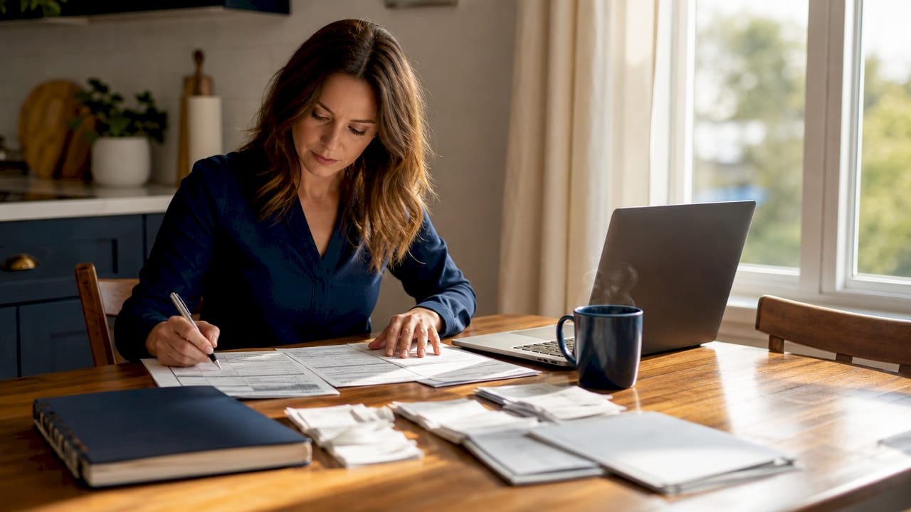 Accountant organizing trucking depreciation forms