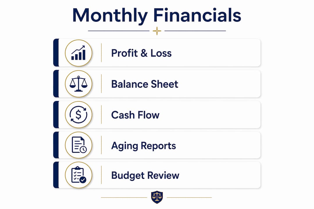 Infographic showing key monthly financial statements