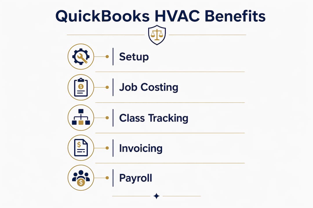 Infographic showing QuickBooks benefits for HVAC business