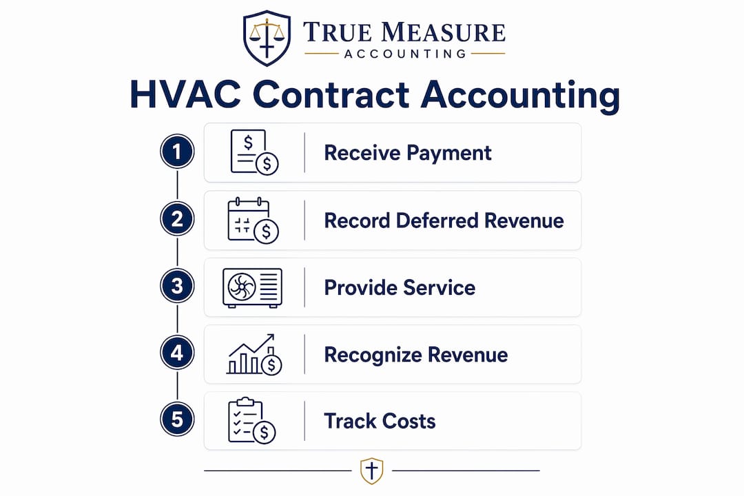 Infographic illustrating HVAC contract accounting process steps
