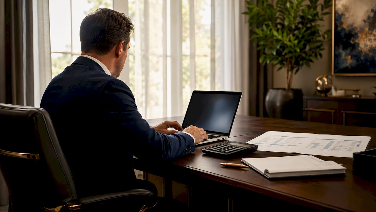 Advisor hands calculating business finances