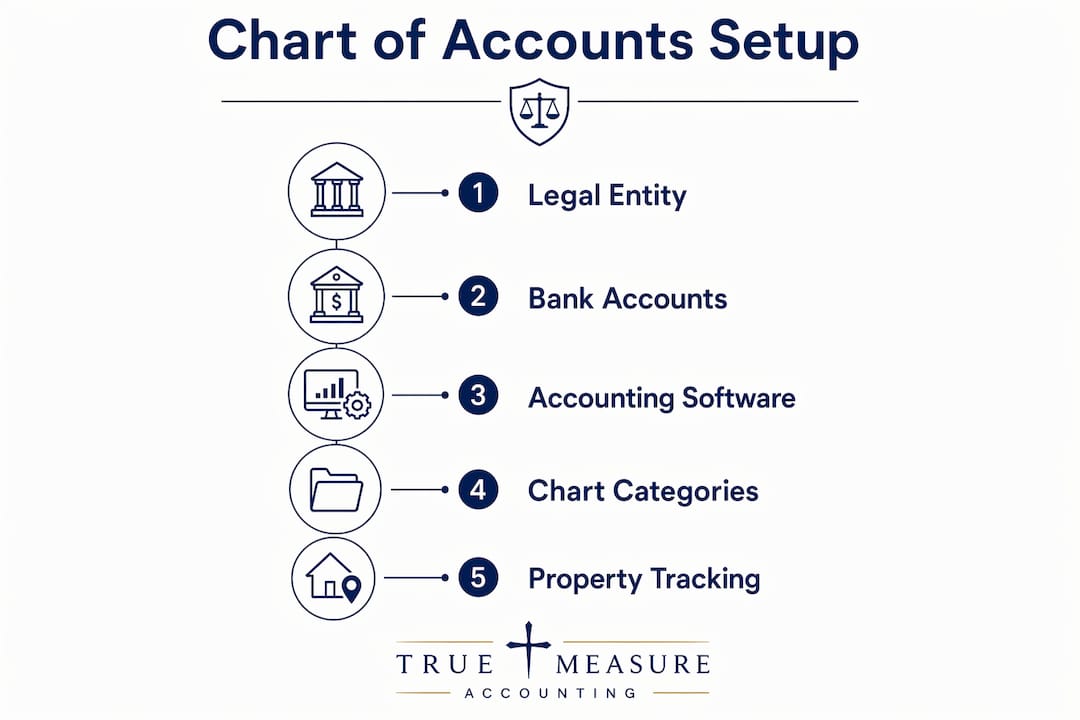 Infographic showing chart of accounts setup steps