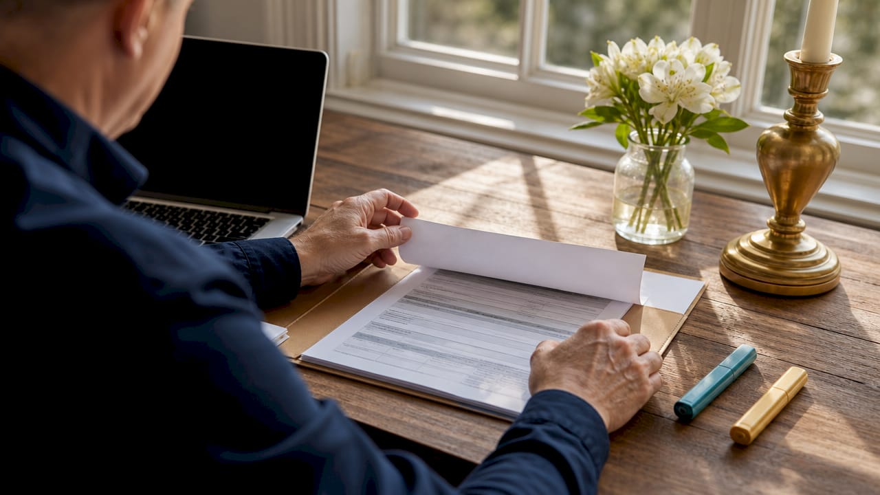 Hands sorting retirement plan documents
