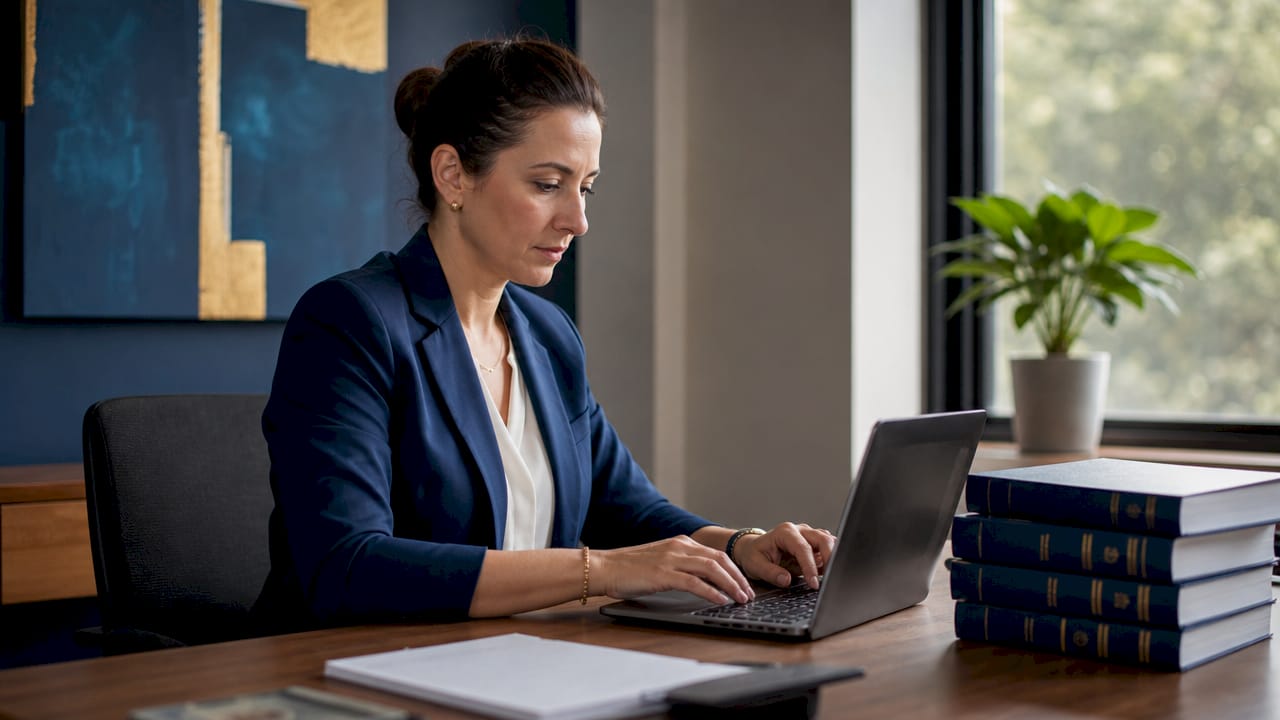 Close-up of CPA typing on laptop keyboard