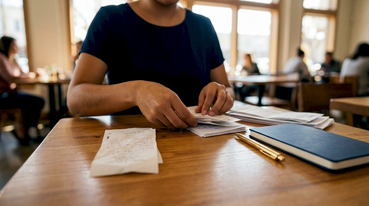 Bookkeeper organizing financial papers